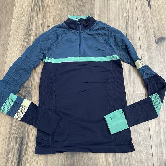 SWEATY BETTY Size XS US 4 ATHLETE SEAMLESS HALF ZIP LONG SLEEVE RUNNING TOP EUC - Picture 2 of 11